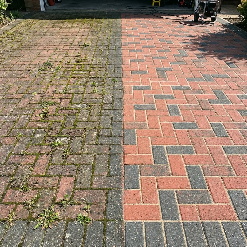 Driveway cleaning result