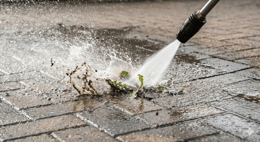 Pressure washing before and after