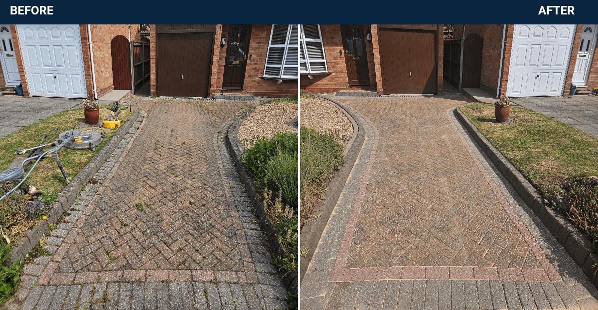 Before and after driveway cleaning in Hereford